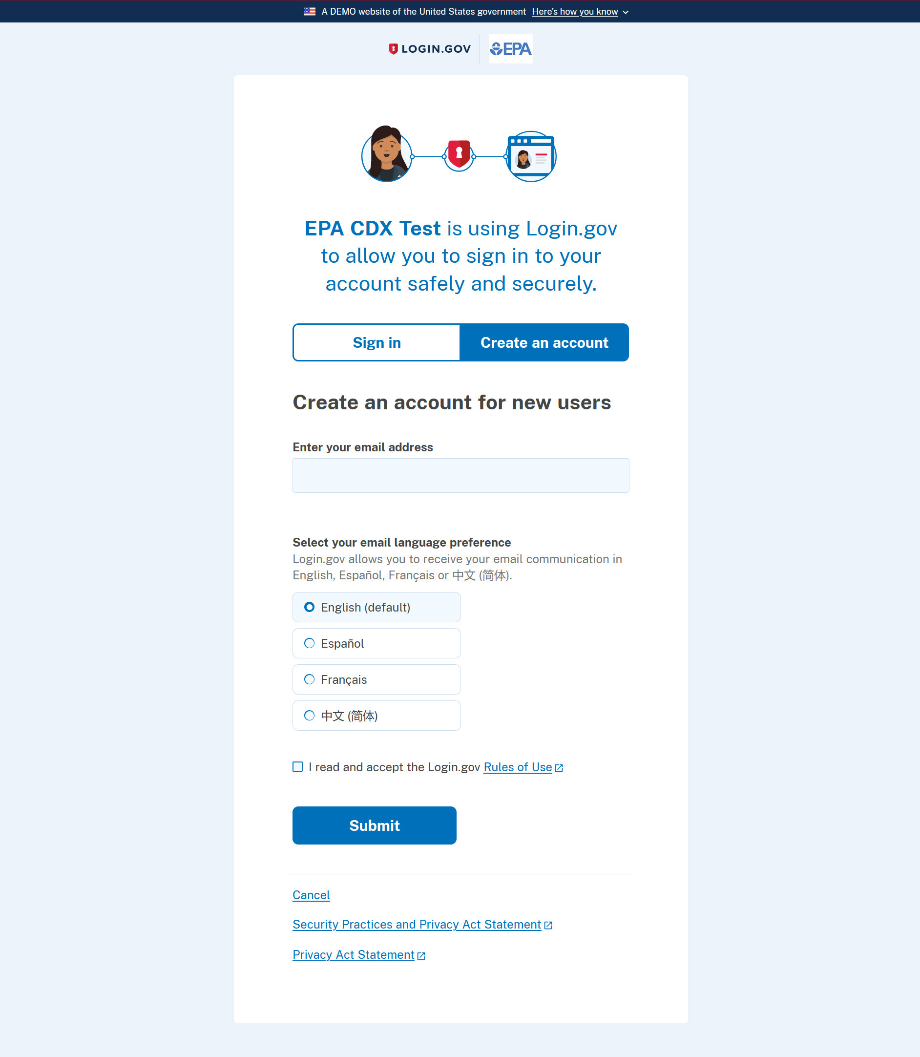 Login.gov create an account